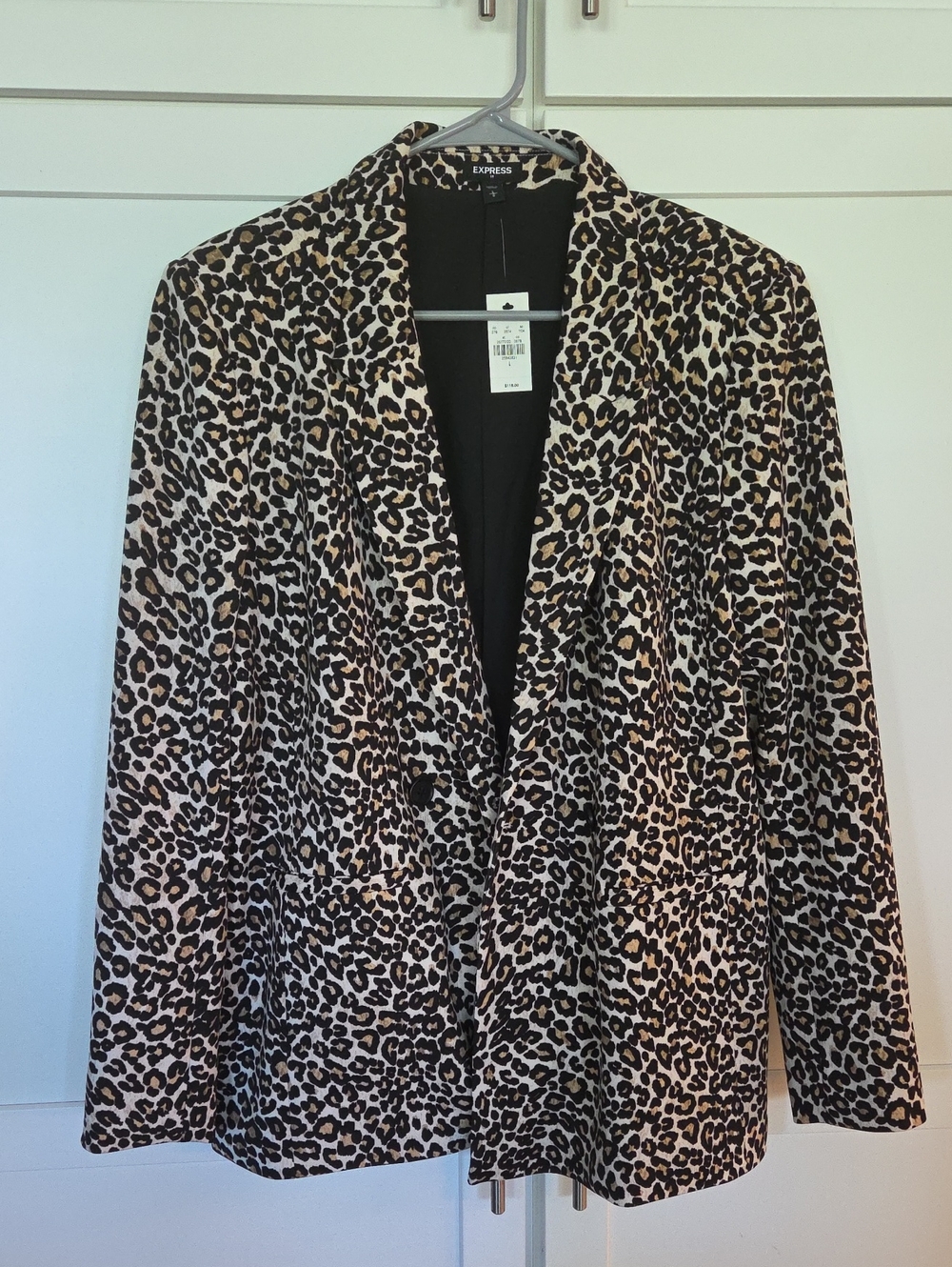 Express Leopard Print Blazer Jacket - Black & Brown